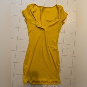 Yellow Button-Front Dress